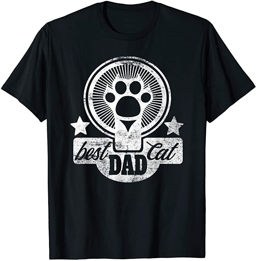 Best Cat Dad Cat Paw Vintage Kitten Fathers day T-Shirt