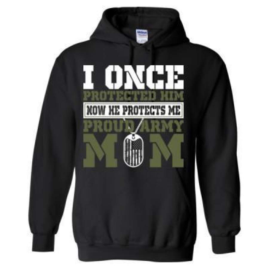 AGR I Once Protected Him Now He Protects Me Proud Army Mom – Heavy Blend™ Hooded Sweatshirt