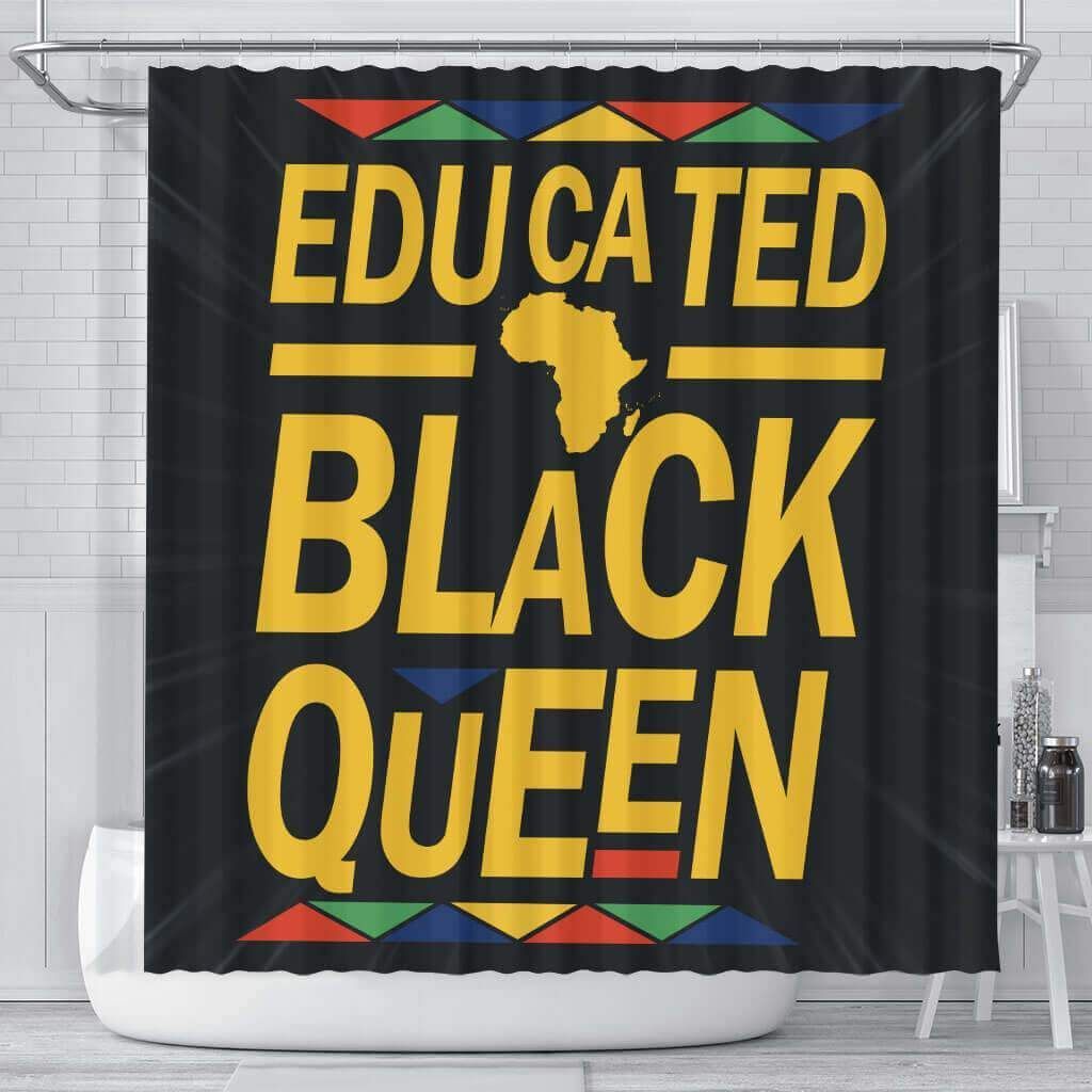 Cool Educated Black Queen 3D Printed Shower Curtain Bathroom Decor