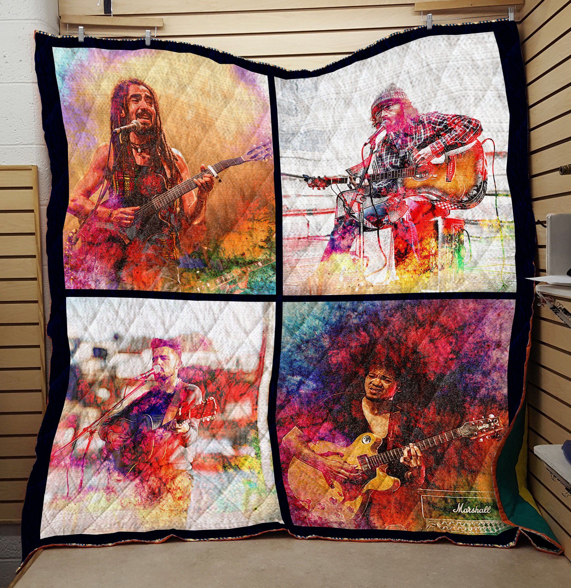 Guitar Style Vintage 3D Quilt Blanket HGM47