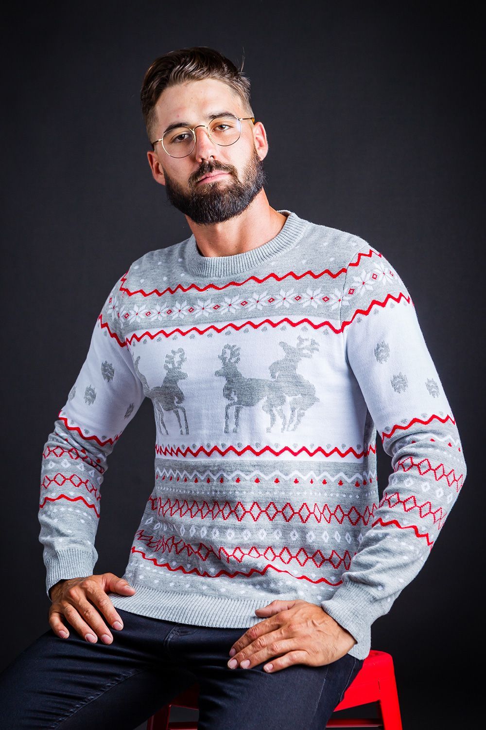 Tipsy Elves Men’S Grey Humping Reindeer Ugly Christmas Sweater