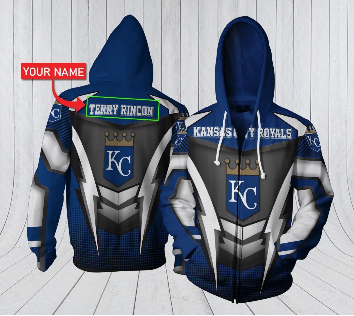 HA3D07CT0124 Kansas city Royals 3D Clothing Personalized