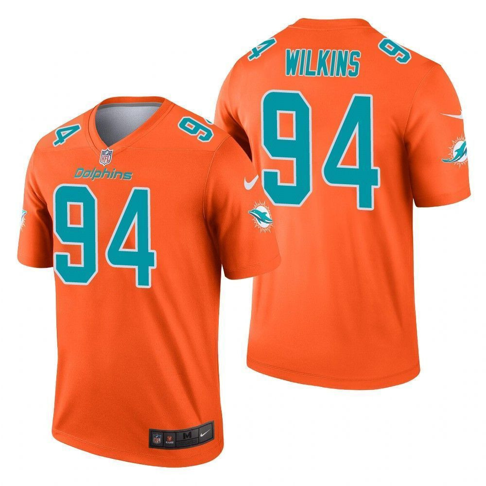 Miami Dolphins Christian Wilkins Orange Inverted Legend 3D Jersey