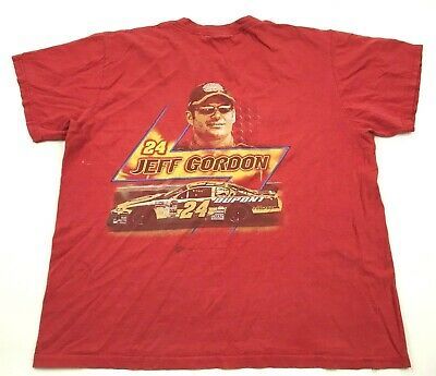 Vintage Nascar Jeff Gordon Shirt   L Red Short Sleeve Double Sided Tee 9451