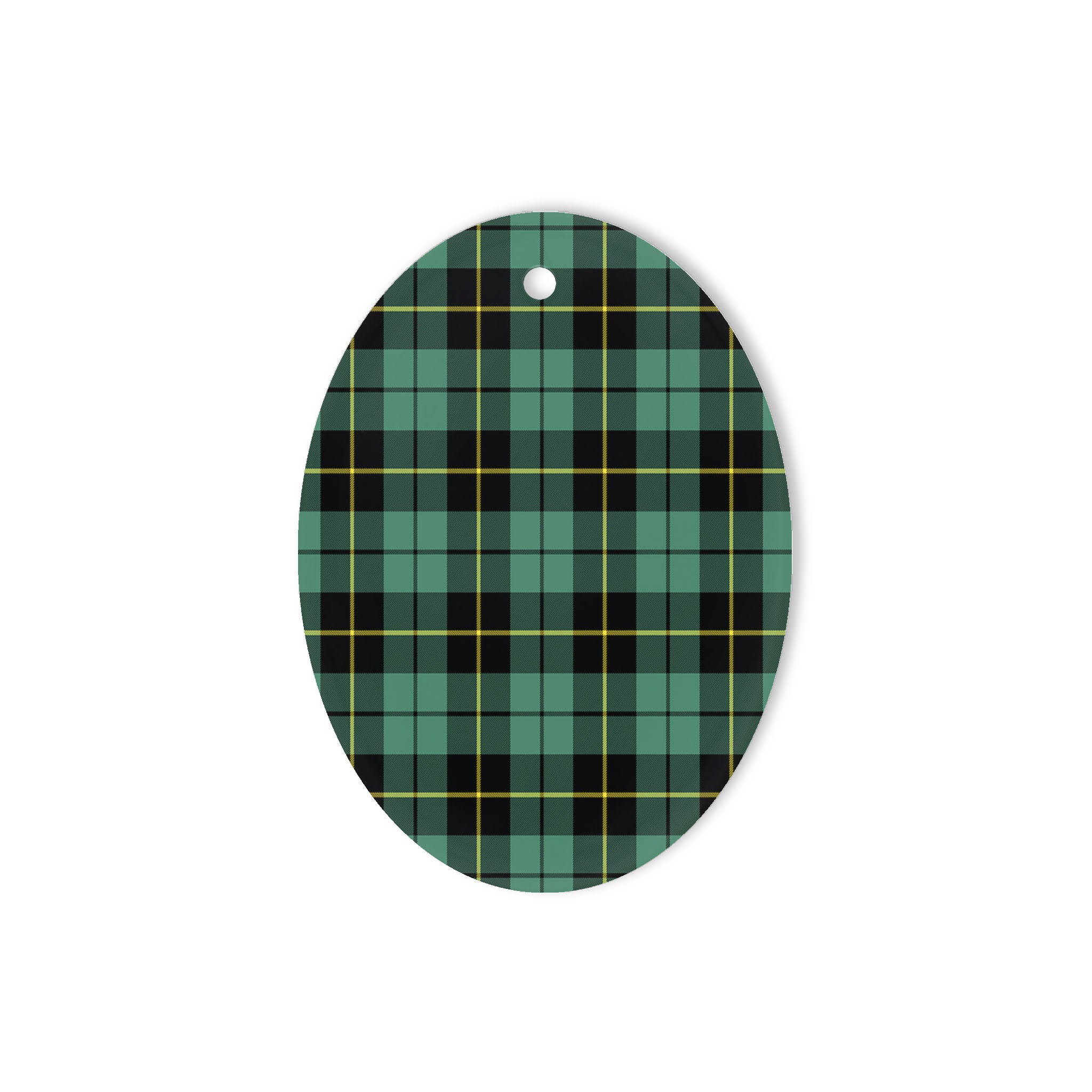 Wallace Ancient Tartan Oval Ornaments, Christmas Tree Ornament, Plaid Christmas Ornaments, Ceramic Oval Christmas Tree Decoration