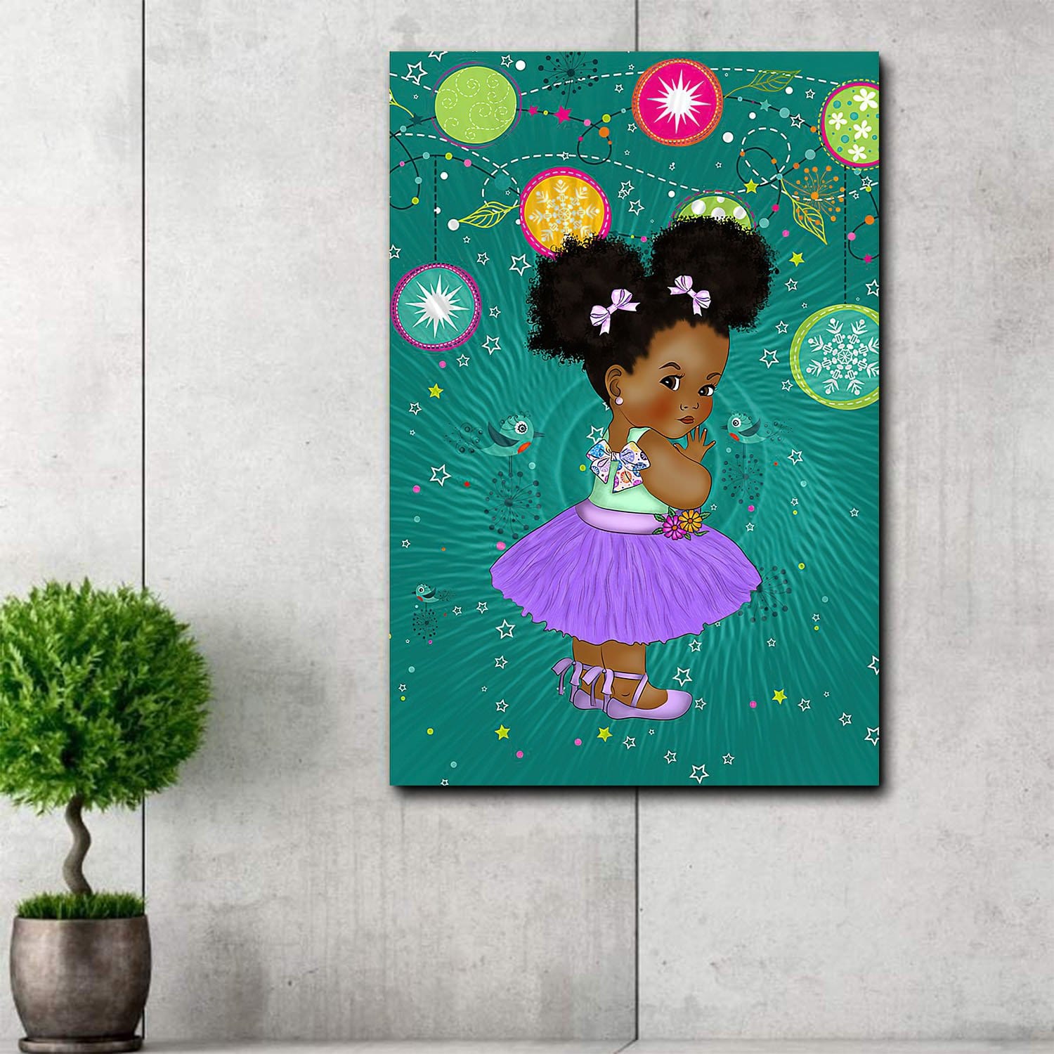 Vintage Africa Posters Dark Skin Girl Cartoon Chibi African Inspired Home Decor