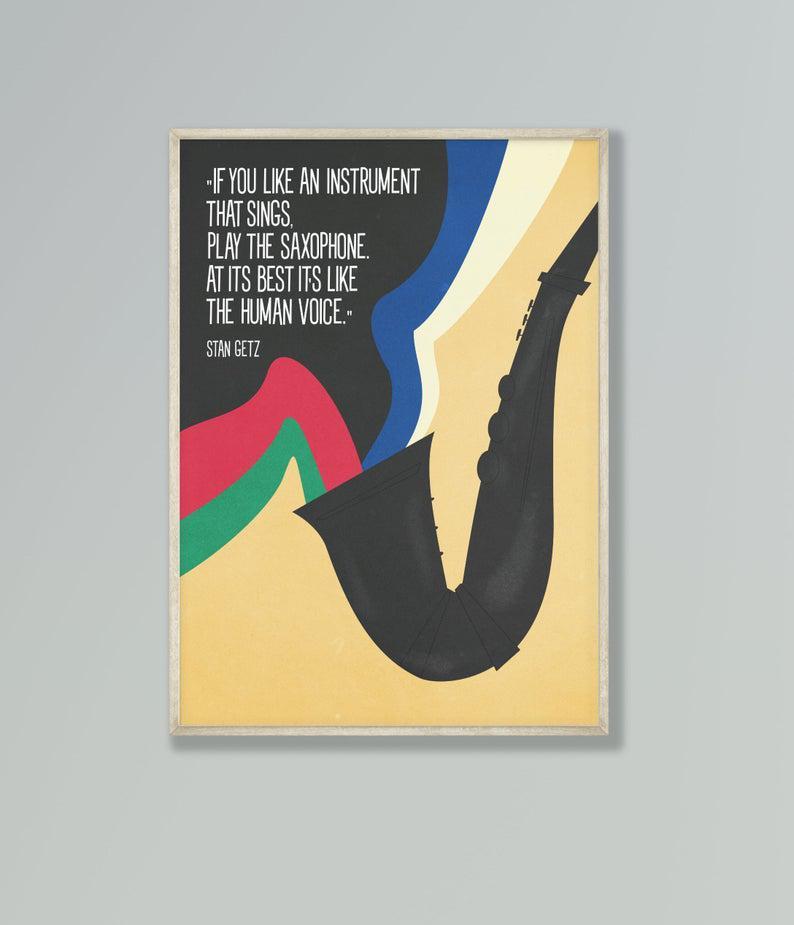 Poster Canvas Jazz Print, Saxophone Poster, Music Quotation, Play The Saxophone, Gift For Jazz Lovers, Jazz Poster Wall Decor, Poster Gift Decor Home Decor Wall Art Visual Art