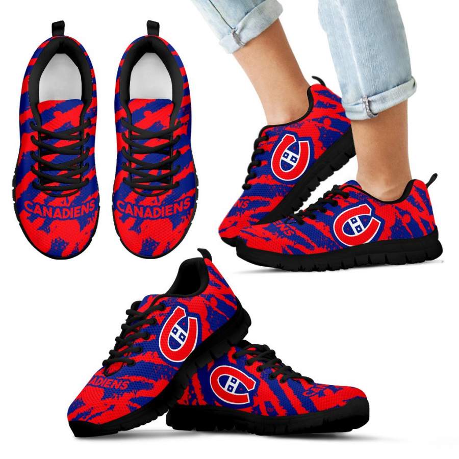 Stripes Pattern Print Montreal Canadiens Sneakers