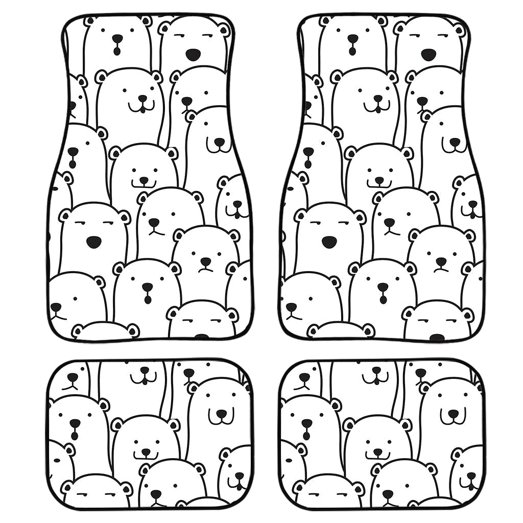 Cute Polar Bear Pattern Print Front And Back Car Floor Mats, Front Car Mat