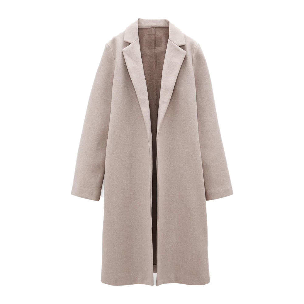 2022 autumn and winter new simple and lazy style female mid-length straight long-sleeved casual all-match cardigan jacket alx