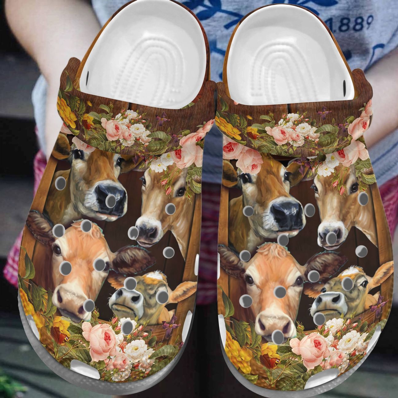 Cow Personalize Clog, Custom Name, Text, Fashion Style For Women, Men, Kid, Print 3D Cows With Flowers