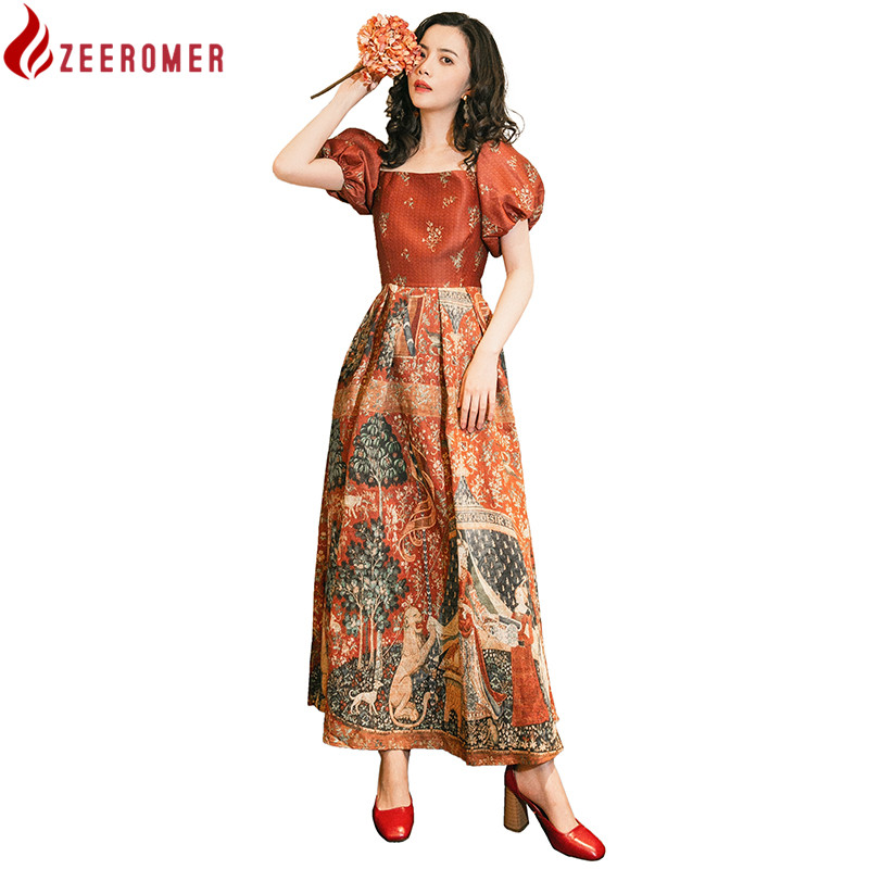 Summer Holiday Boho Dress 2022 Vintage Women Short Pull Sleeve Printed Floral Long Dress Sexy Backless Hollow Out Party Vestidos alx