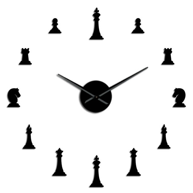 International Chess Lover 3D Effect Diy Wall Art Decor Hobby Wall Clock
