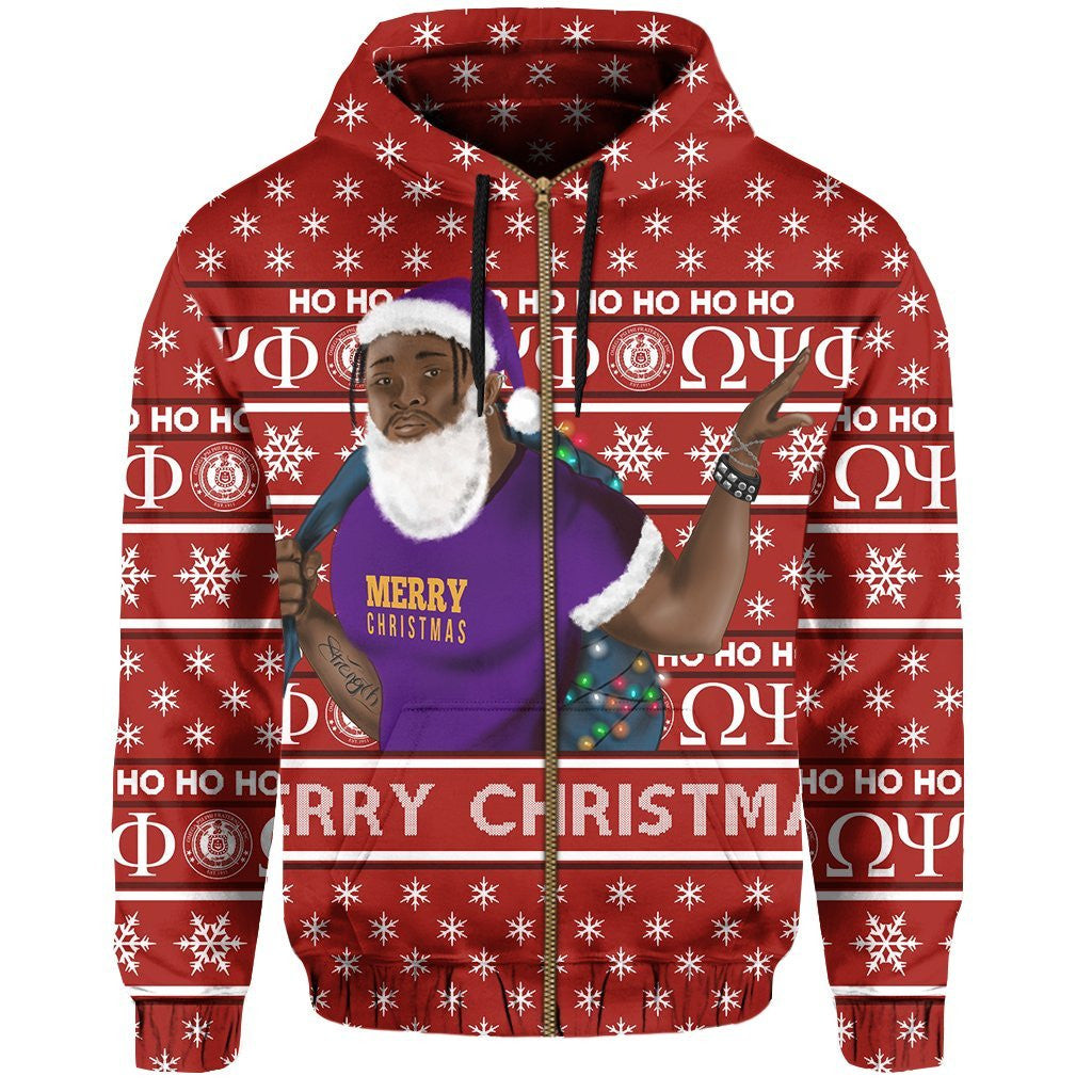 Christmas Omega Psi Phi Zip Hoodie Best Red J1