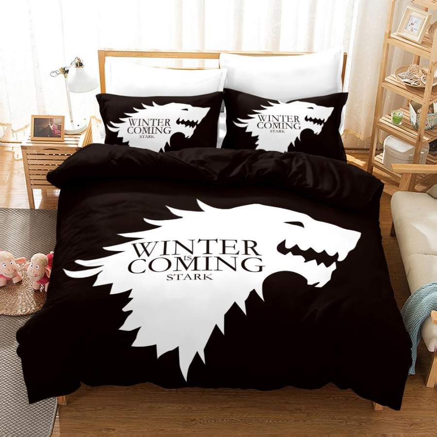 Game of Thrones Winter Is Coming Stark #33 Duvet Cover Quilt Cover Pillowcase Bedding Set Bed Linen Home Decor