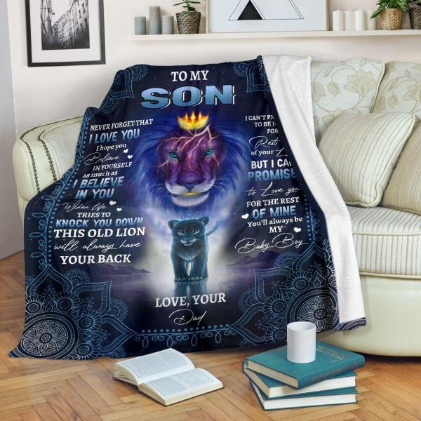 To My Son, Lion Dad And Son Fleece Blanket