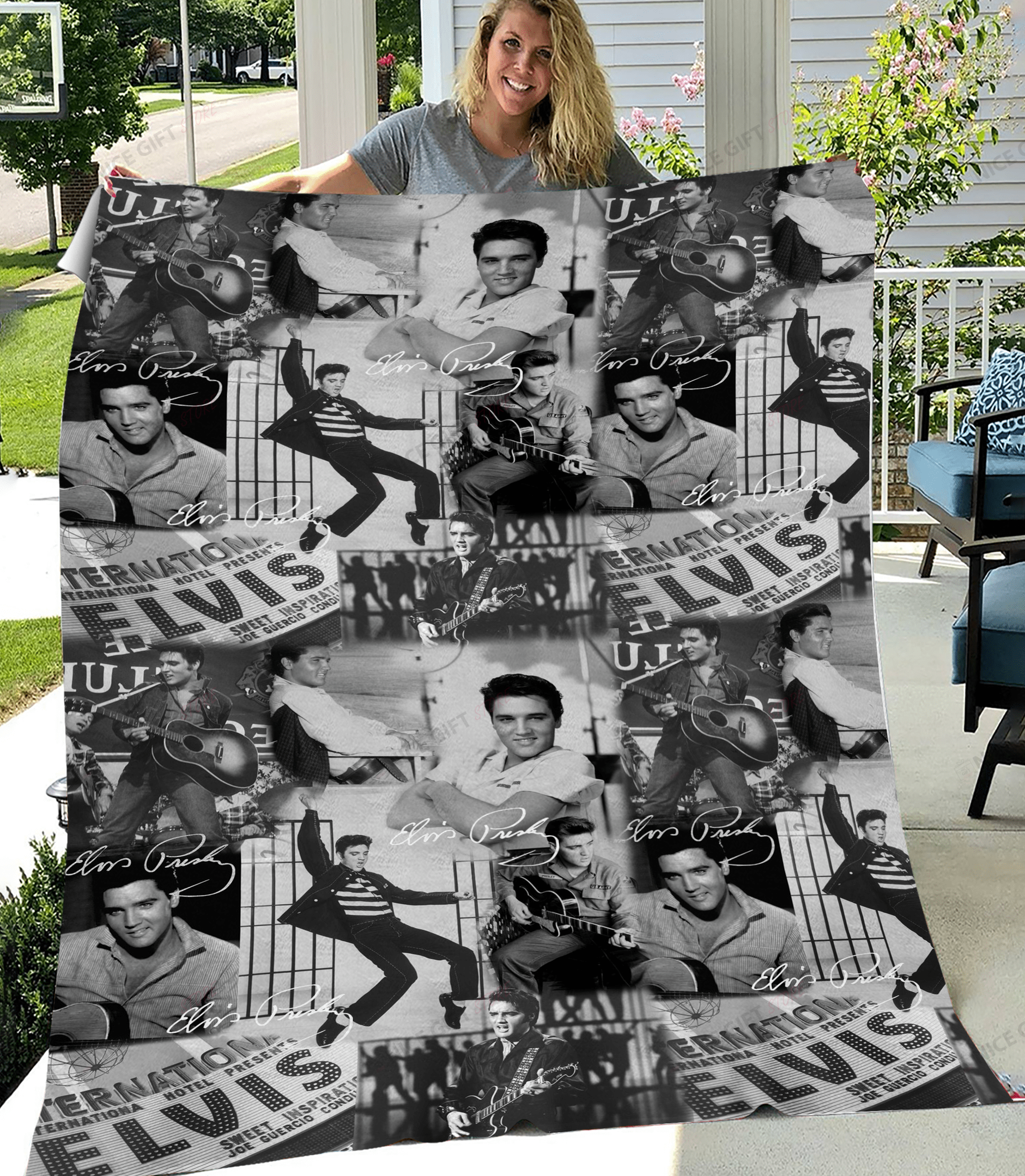 Elvis Presley Fleece Blanket Blk-N2S4