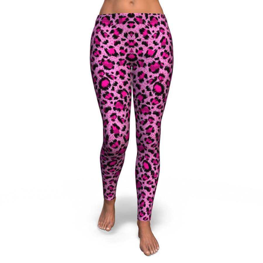 Pink Cheetah Leopard Pattern Print Pattern Women Leggings