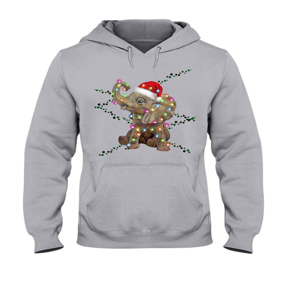 Elephant Color Light Christmas Gift Tee Hoodie