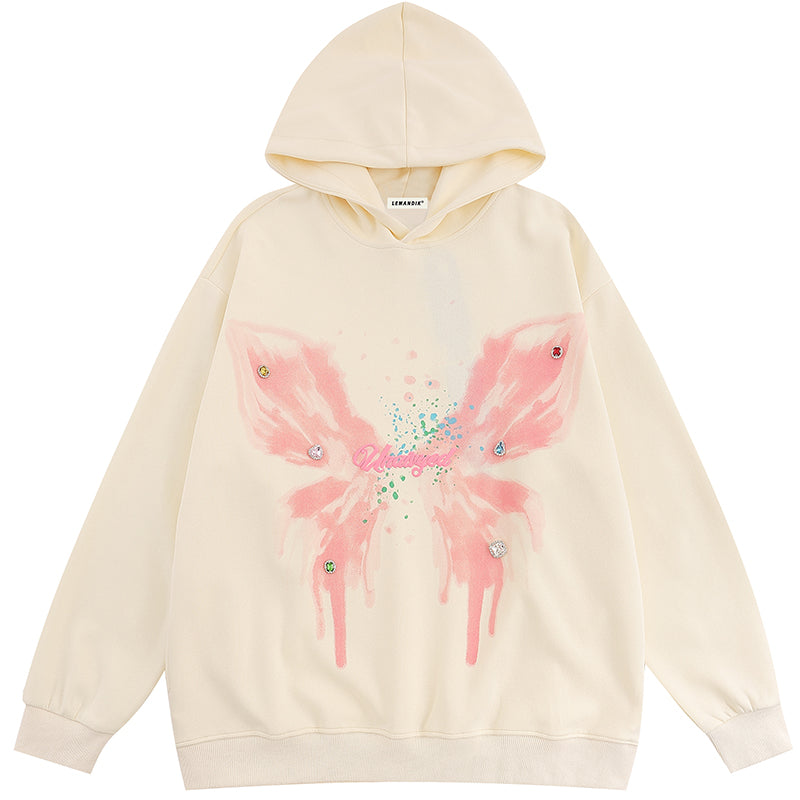 Lemandik® Oversized Butterfly Hoodie With Gems