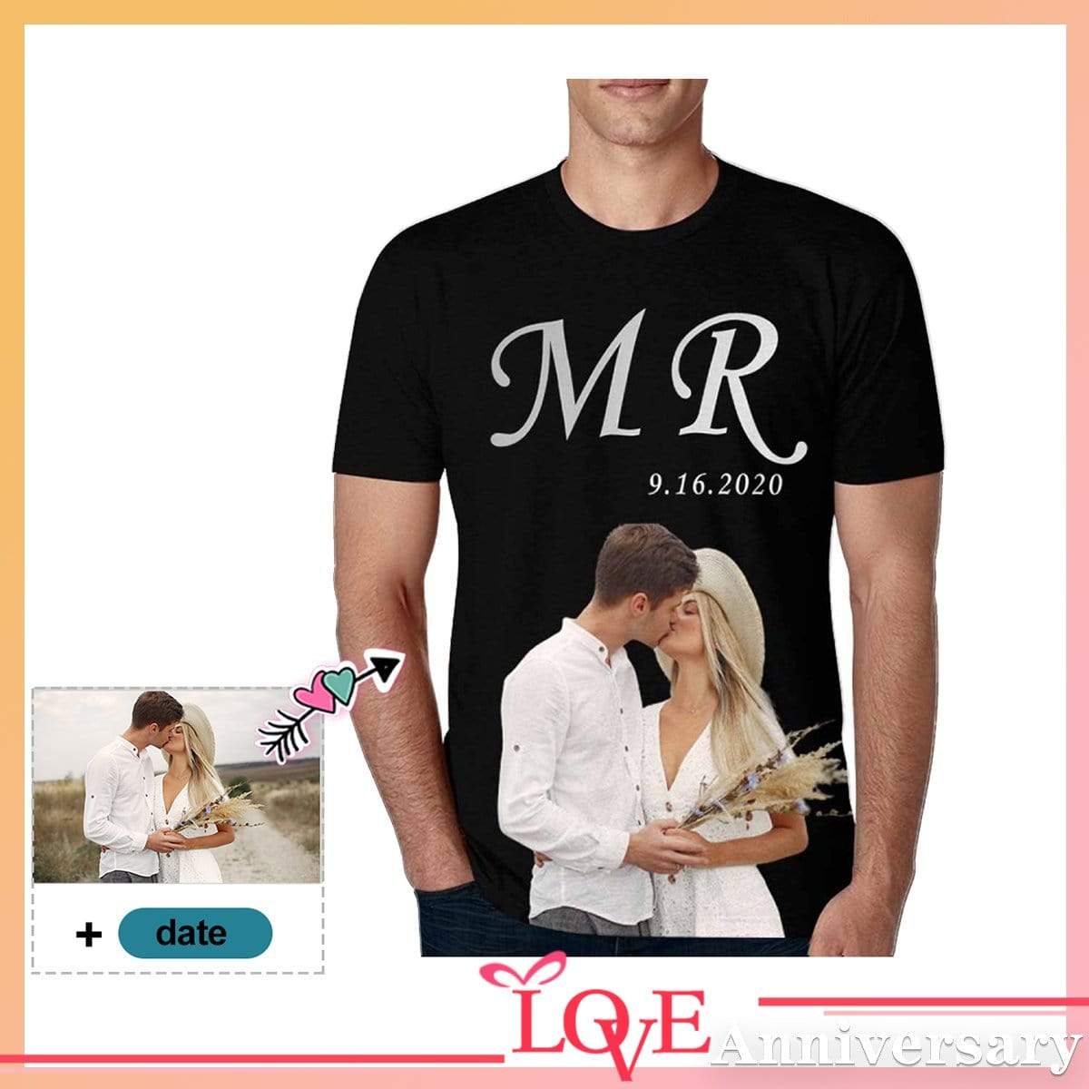 Custom Photo&Date Mr Couple Anniversary Men’S All Over Print T-Shirt