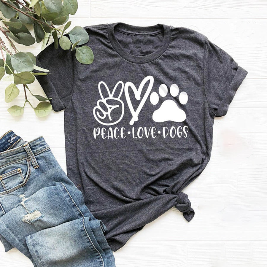 Dog Lover T-Shirt, Dog Moms T Shirt, Fur Mama Shirt, Peace Love Dogs Shirt, Valentine Tshirt, Pet Owner Gift, Women Graphic Tees