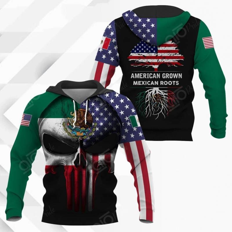 American Grown Mexican Roots All Over Print Hoodies