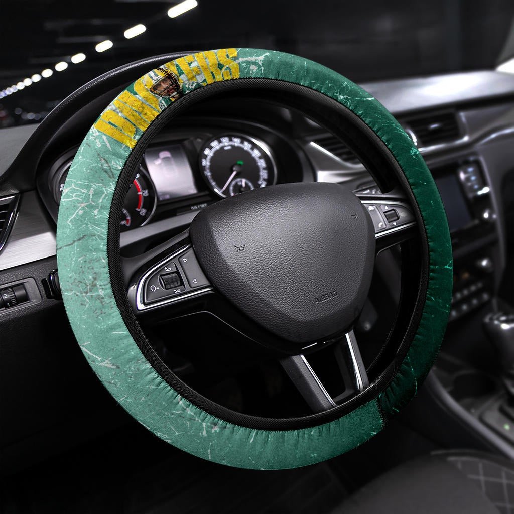 Green Bay Packers American Football Aaron Rodgers Ready To Throw Rugby Ball Steering Wheel Cover