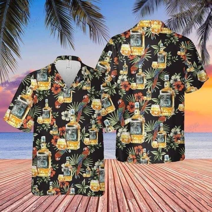 Wine Drinking Lover Black Tropical Hawaiian Shirt Ha104327