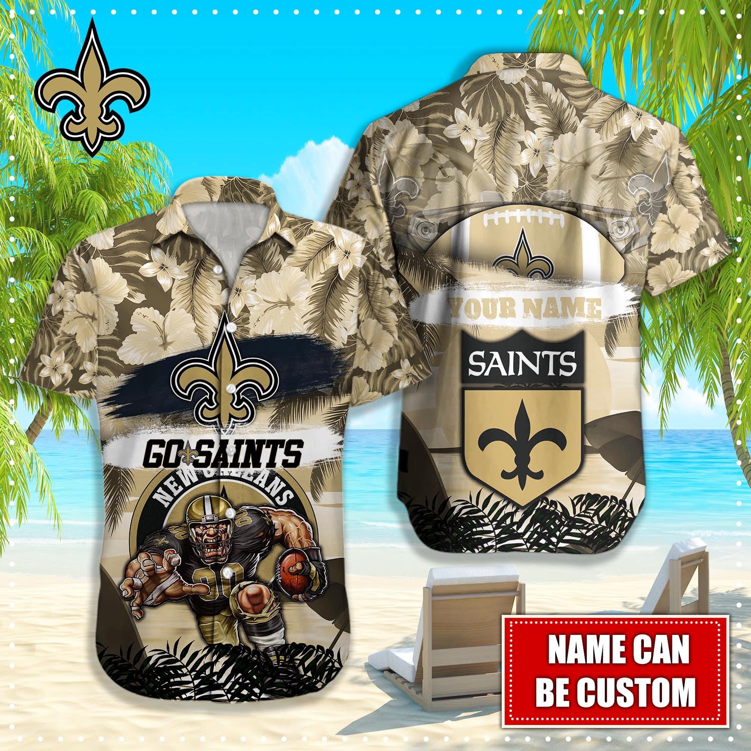 Personalized New Orleans Saints Hawaiian Shirt Mascot