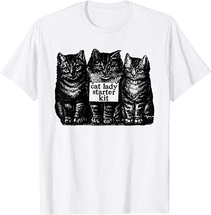 Vintage Cat Lady Starter Kit Three Kittens T-Shirt