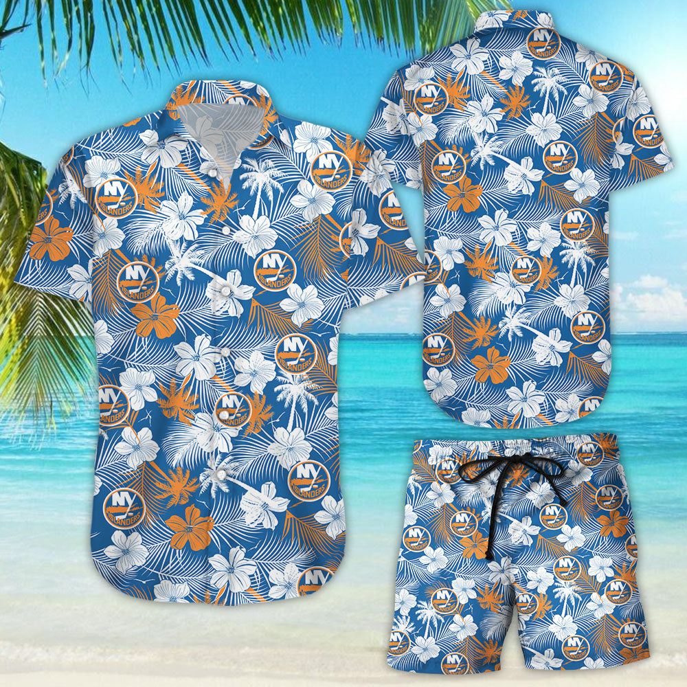 New York Islanders Hawaii Floral Pattern Shirt, Hawaiian Beach Shirt Short Sleeve