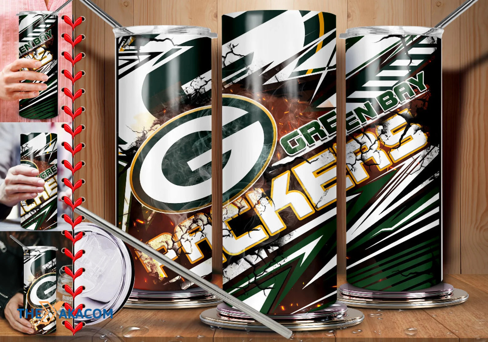 Strong Energy Chinking Green And White Pattern Green Bay Packers Tumbler