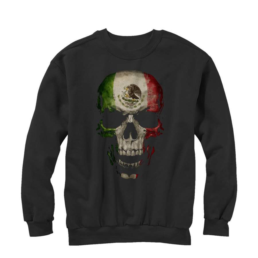 Aztlan Men’s Mexican Flag Skull  Sweatshirt Black