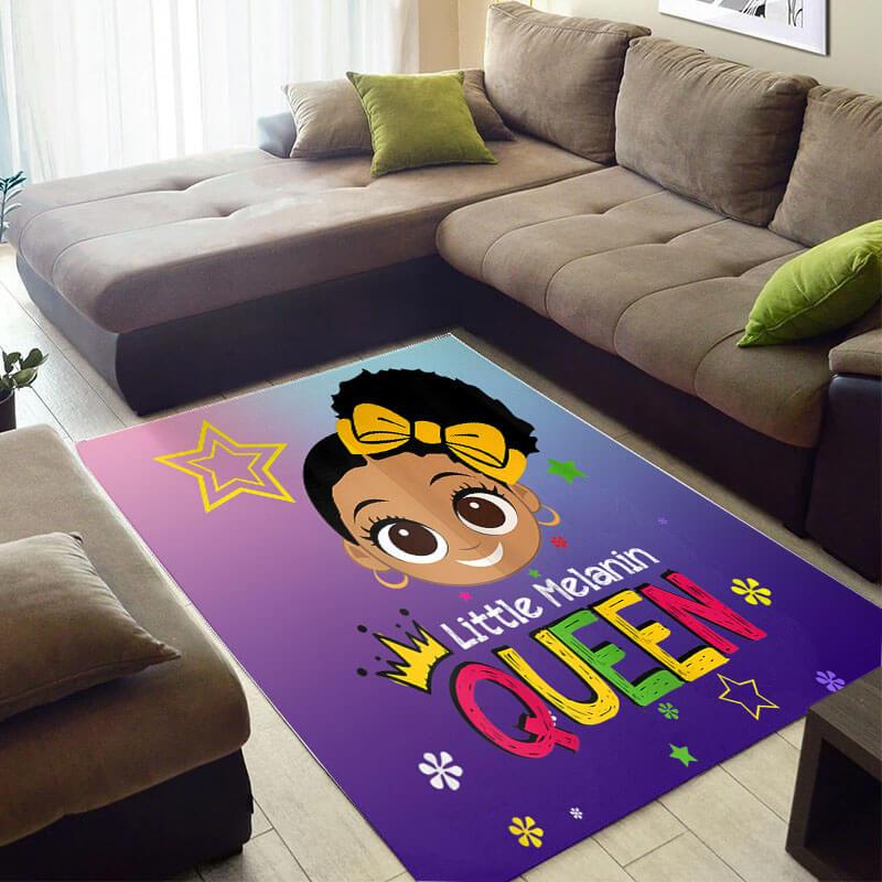 Trendy African Rug Fancy African American Black Art African Girl Little Melanin Queen African Design Floor Carpet African Style Decor WBG4087