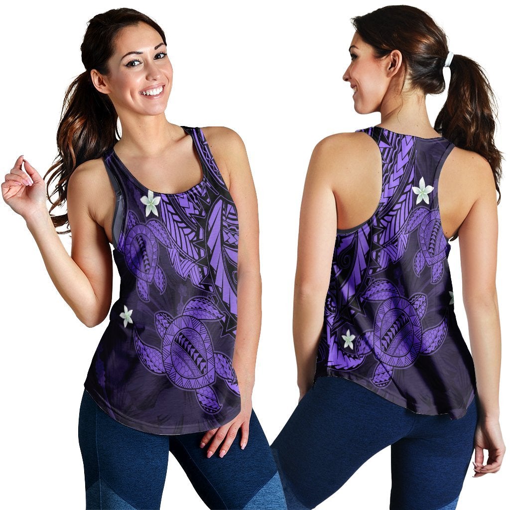 Hawaiian Polynesian Turtle Hibiscus Racerback Tank Purple Ah Ha100933