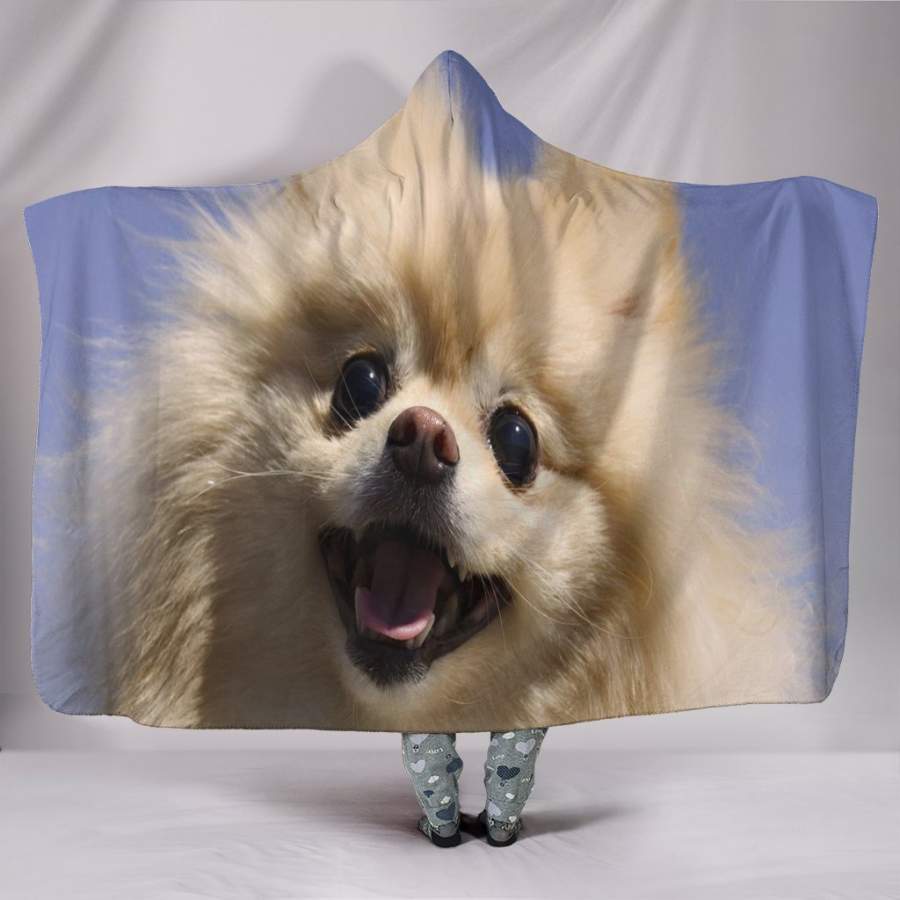 Pomeranian Puppy Plush Lined Hooded Blanket Christmas Gift Ideas