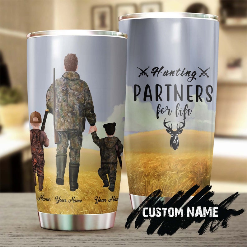 Father And Son Daughter Hunting Partners For Life Personalized Tumbler-Birthday Christmas Gift Father’S Day Gift For Dad From Daughter Son