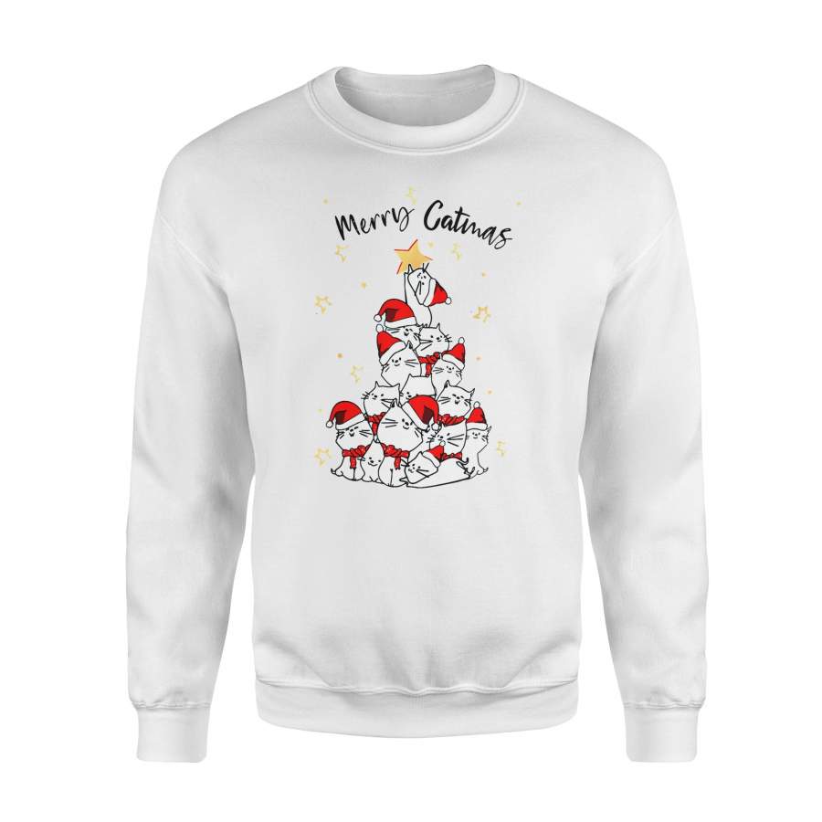 Christmas gift idea Cute Cat Xmas Tree Meowy Xmas Kitten T-Shirt – Standard Fleece Sweatshirt