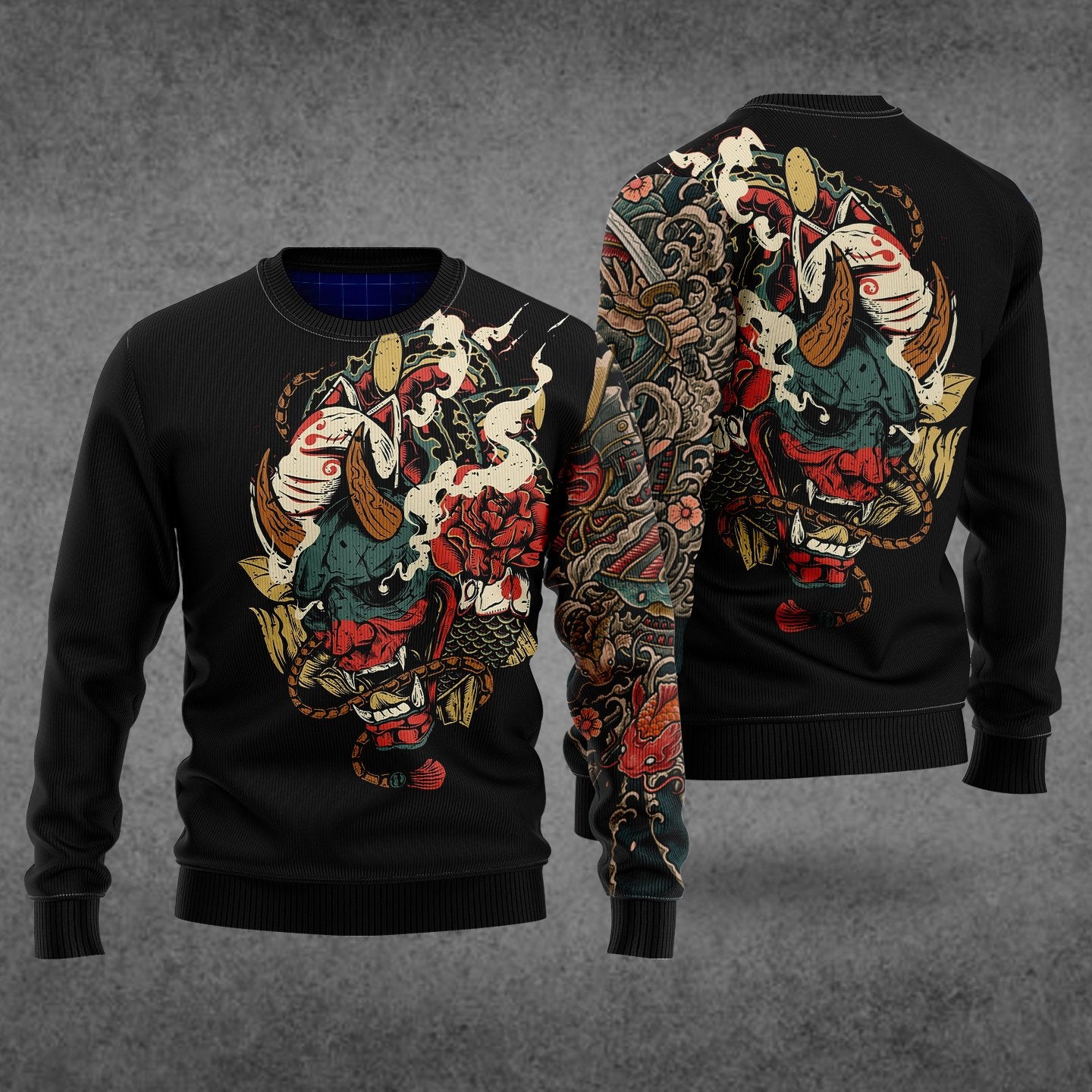 Samurai Tattoo Ugly Christmas Sweater | For Men & Women | Adult | Uh1010