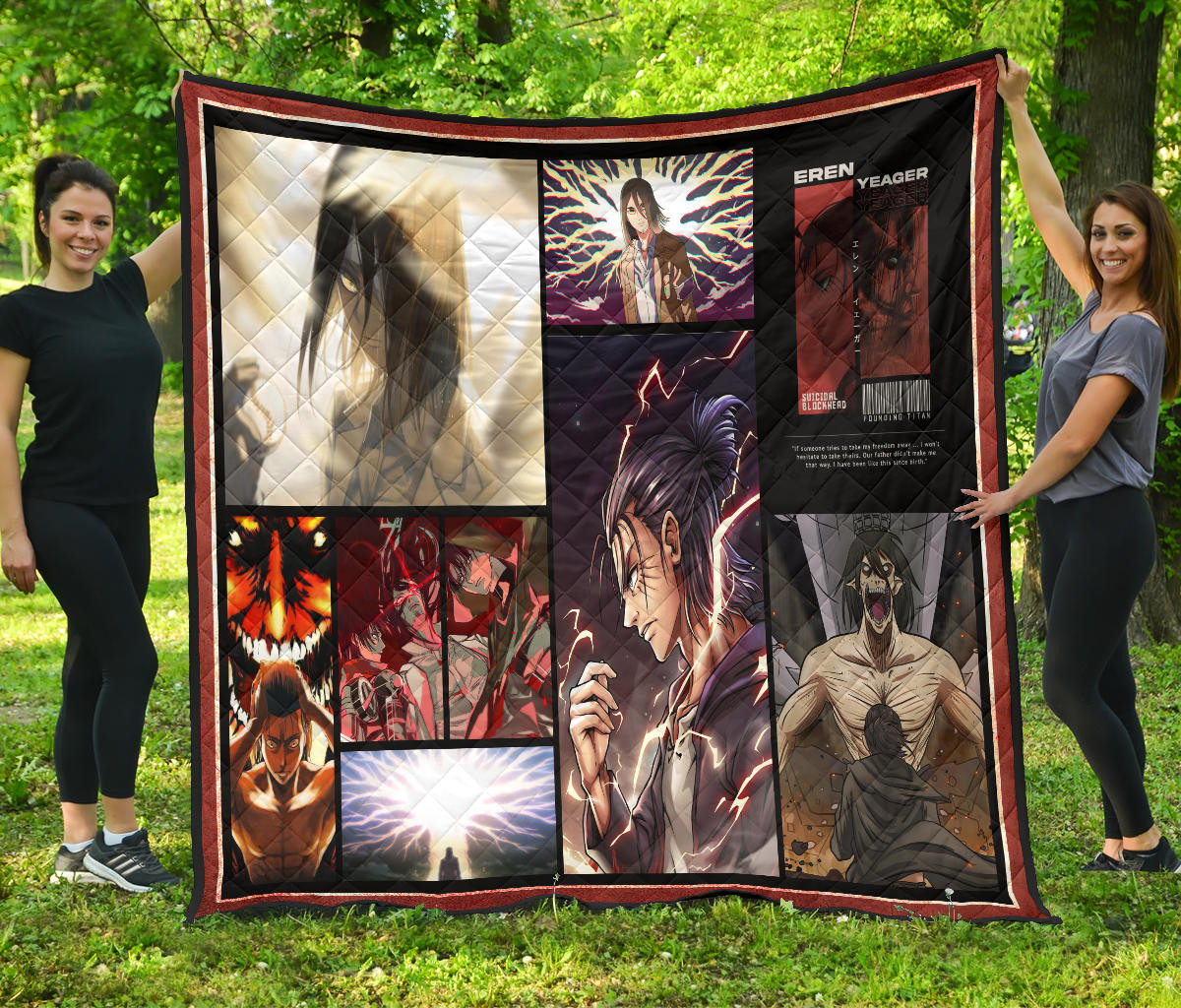 Eren Yeager Attack On Titan Premium Quilt Blanket Anime Home Decor Custom For Fans Na033002