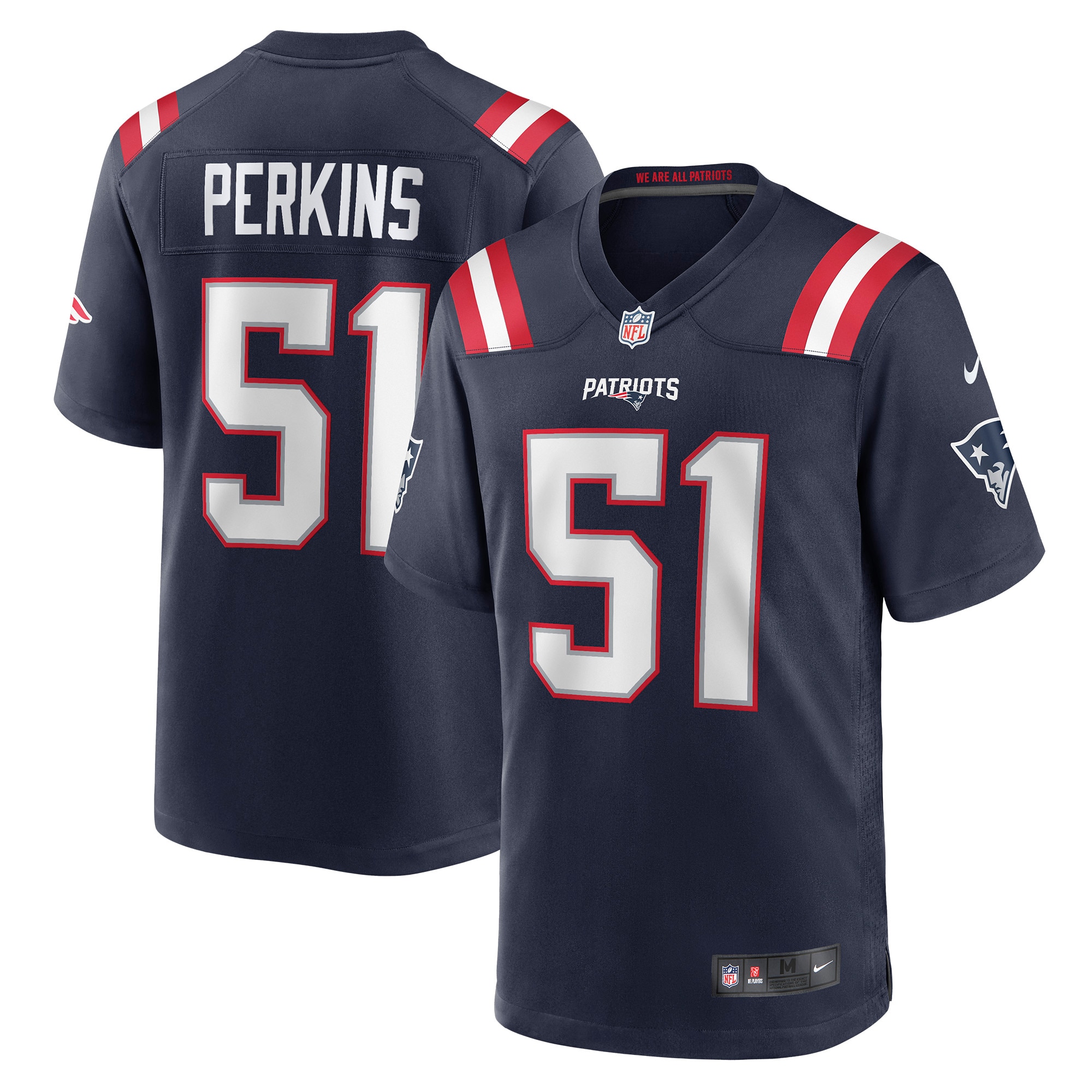 Men’s New England Patriots Ronnie Perkins Navy Game Jersey