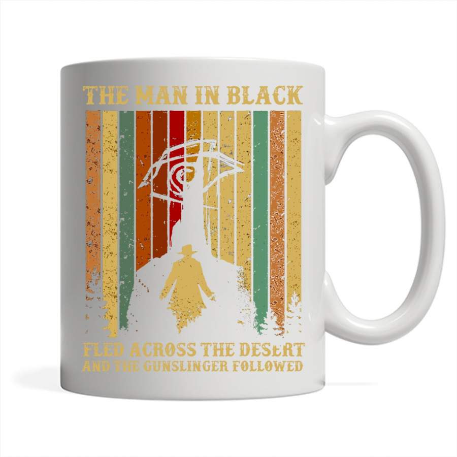 The Man In Black Fled Across The Desert And The Gunslinger Followed, Classic Vintage Retro Design – Full-Wrap Coffee White Mug