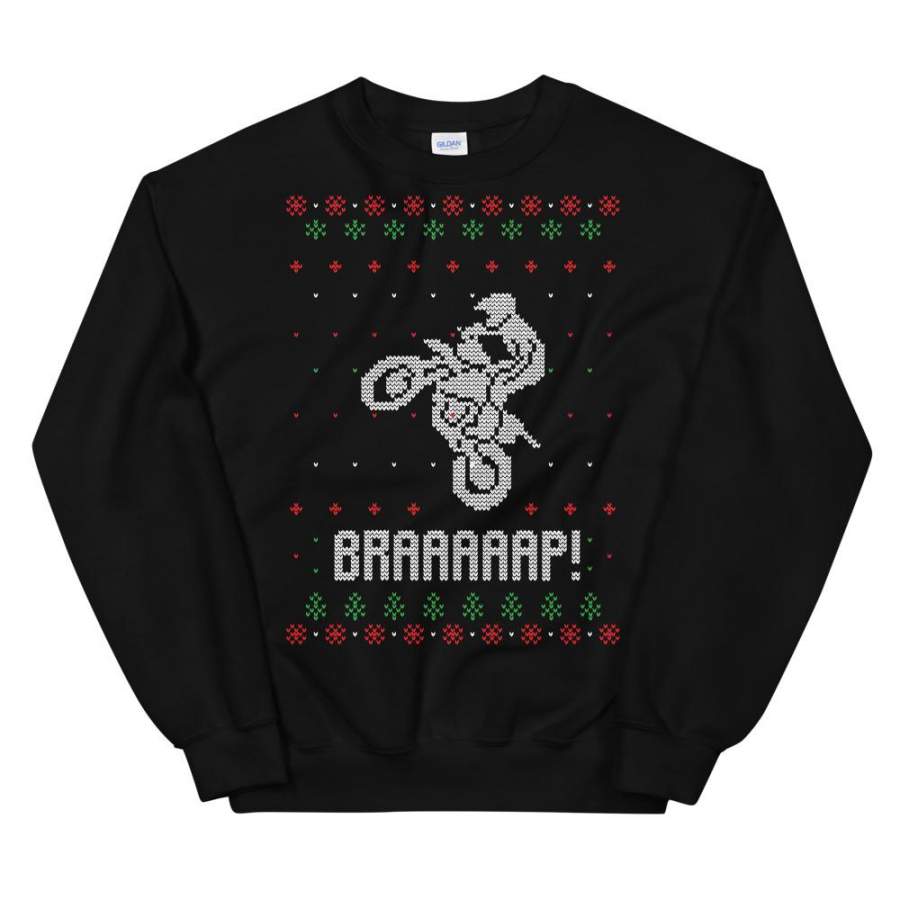 Brap Motocross Christmas Ugly Sweater Design Unisex Sweatshirt