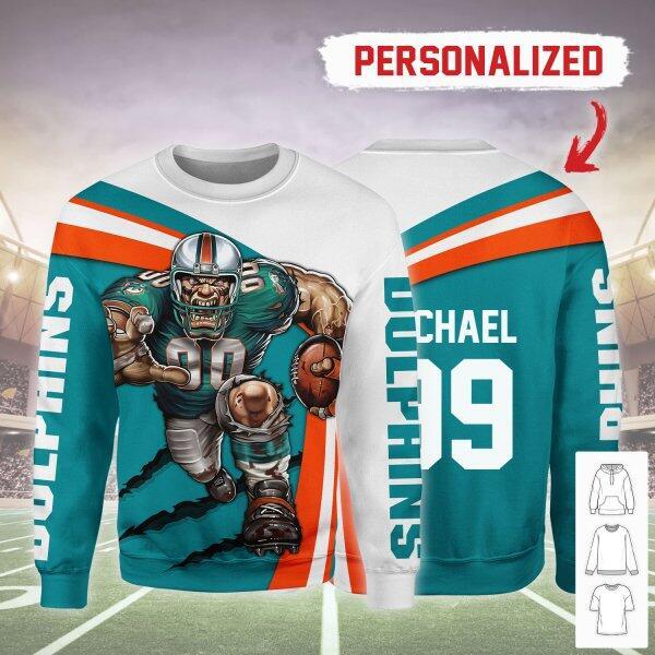 Gearhomies Personalized Gift For Fan 3D Full Printing Sweatshirt Miami Dolphins Football Team 3D Apparel