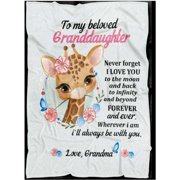 To My Granddaughter Fleece Blanket, Personalized Birthday Gift For Granddaughter From Grandma Giraffe Blanket