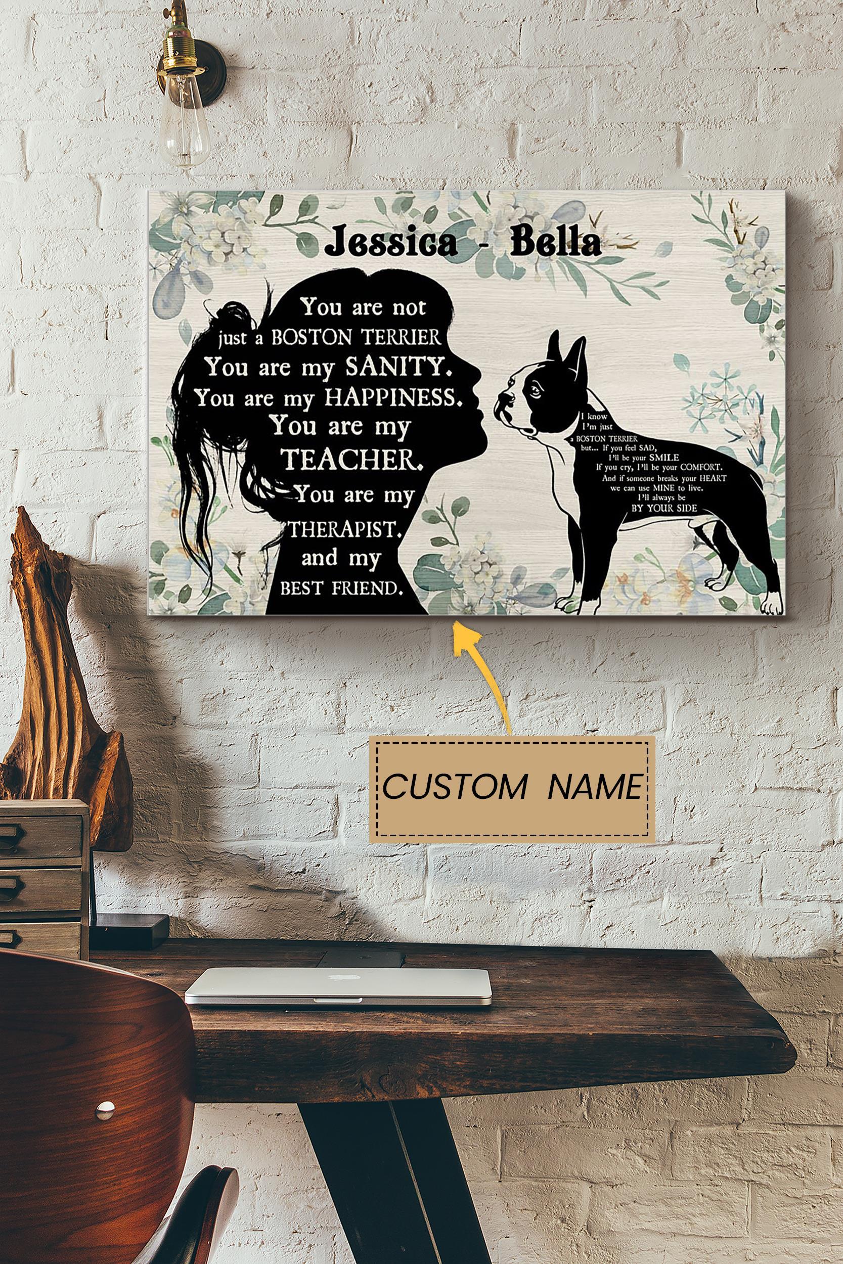 Boston Terrier Girl Therapist Best Friend Personalized Poster – Animal Wall Art – Gift For Dog Lover Dog Foster Puppy Lover Poster