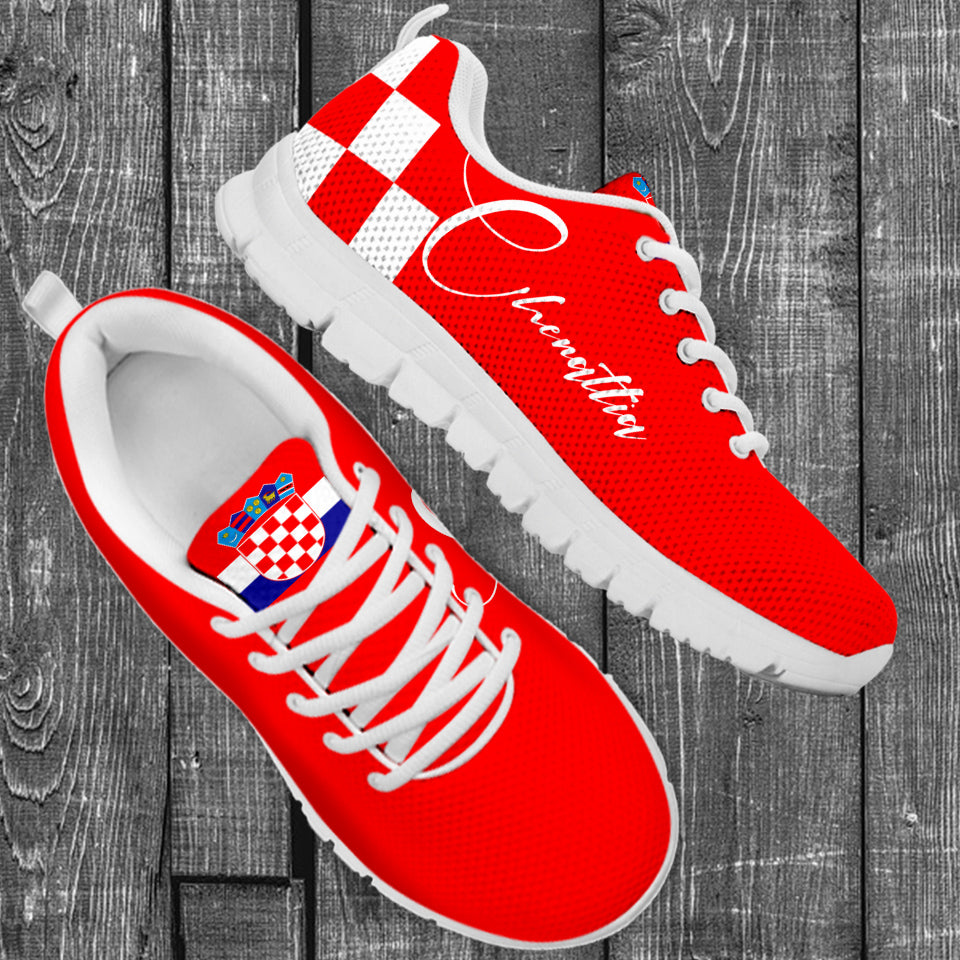 (Custom) Croatia Sneakers Red Coat Of Arms Personal Signature A24