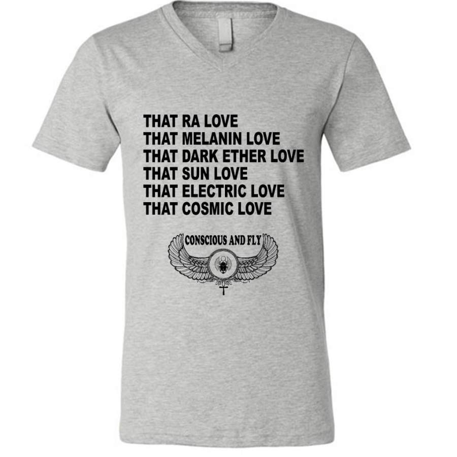 That Ra Love That Melanin Love That Dark Ether Love That Sun Love That Electric Love That Cosmic Love W – Canvas Unisex V-Neck Shirt