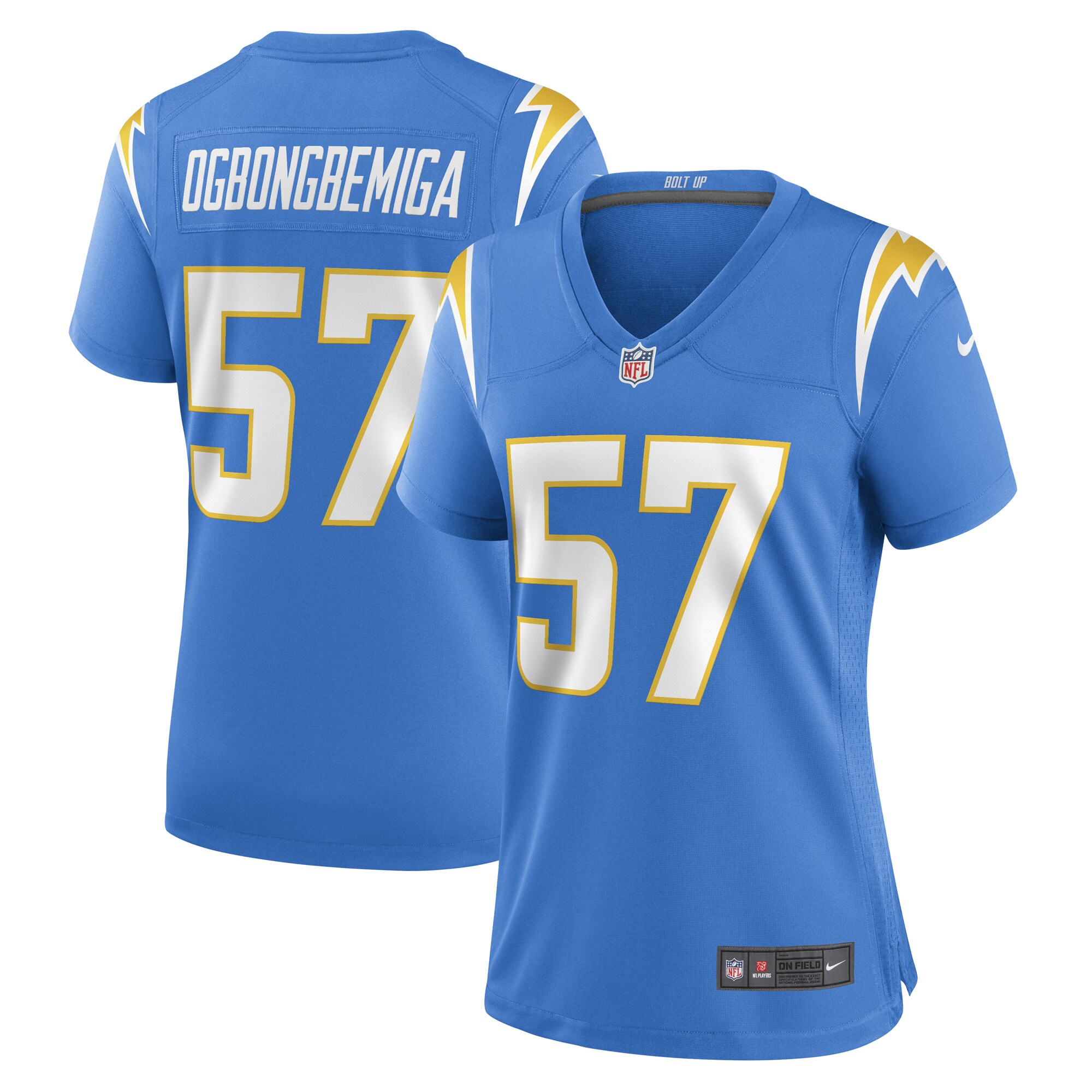 Women’s Los Angeles Chargers Amen Ogbongbemiga Powder Blue Game Player Jersey